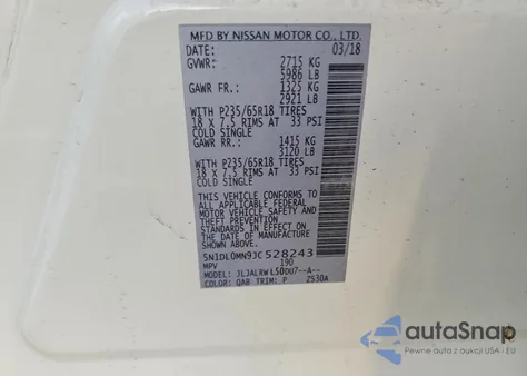 2018 Infiniti Qx60 from USA, damaged, VIN 5N1DL0MN9JC528243